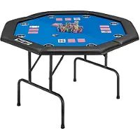 MUWO Einheitsgröße MW-386|klappbarer Pokertisch für 8 Spieler blau