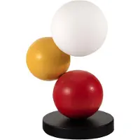 FABAS LUCE Micky Tischleuchte, 23 cm, aus Metall, Holz und mundgeblasenem Glas, gelb/rot/schwarz, Touch-Lichtsteuerung, inklusive G9 20W Leuchtmittel - Micky