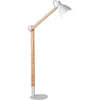 FABAS LUCE Sveva Stehleuchte aus Metall und Eschenholz, höhenverstellbar bis 180 cm, E27-Fassung, modernes und elegantes Design für die Innenbeleuchtung