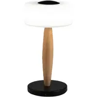 FABAS LUCE Elea LED-Tischleuchte 8W 860lm 3000K, Gestell aus Metall, Holz und mundgeblasenem Glas mit Touch-Lichtregulierung, Farbe: Schwarz - Elea