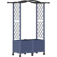 vidaXL Hochbeet mit Rankgitter und Dach Grau 125 x 40 x 144 cm PP