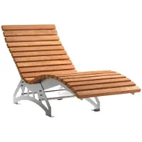 Sotech Gartenliege LOUNGER Komplett-Set 800 mm breit – Edelstahl geschliffen, Holzlatten Thermo-Kiefer, Sonnenliege