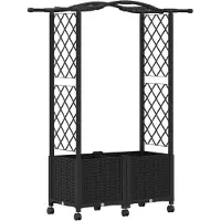 vidaXL Hochbeet mit Rankgitter und Dach Schwarz 125 x 40 x 144 cm PP