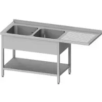 Stalgast Spültisch mit GB und Überstand - 1600x600x900mm - 2xBecken links - AK