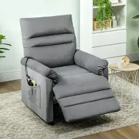 SUGIFT Relaxsessel mit Lendenheizung & Liegefunktion, Fernsehsessel Samt, 2 Fernbedienungen & USB, Grau | 99x82x106 cm | 25 kg | leiser Motor