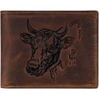 Green Burry Geldbörse Herren Leder braun VINTAGE mit KUH Motiv Portemonnaie 1705-COW-25