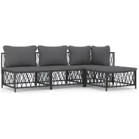 vidaXL 4-tlg. Garten-Lounge-Set mit Kissen Anthrazit Stahl