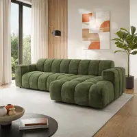 Masseno Ecksofa SETIA LM R-S mit L-Form, Sofa, Wohnzimmersofa, Couch, Soffa, Couchgarnitur - Grün, LUMO 20