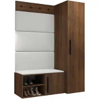 Mirjan 24 Garderoben-Set Medi II, Schuhschrank, Kleiderhakenbrett, 4x Paneel 84x42, 4 Kleiderhaken (Farbe: Nuss Warmia, Soft 017)