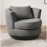 Furn.Design Drehsessel "Comfy" in grau Web-Velours Sessel 360° drehbar inklusive Kissen