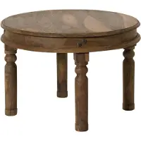 MASSIVMOEBEL24.DE Couchtisch Sheesham rund Ø 70 cm grau geölt LEEDS #04