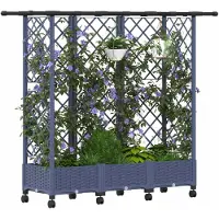 vidaXL Hochbeet mit Rankgitter und Dach Grau 164 x 40 x 127 cm PP