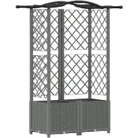 vidaXL Hochbeet mit Rankgitter und Dach Hellgrau 122 x 40 x 138 cm PP