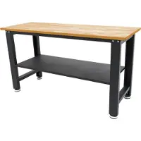 HBM höhenverstellbare Werkbank 160 cm, massive Holzarbeitsplatte, schwarz