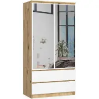Akord Furniture Factory SP0PSYSARTBIALUST, Eiche, Garderobe, 4 Regale, 2 Tür(en), Matt, Drehtür