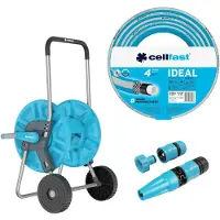 Cellfast Aluplus Schlauchwagen 1/2" 60 m + IDEAL Gartenschlauch 1/2" 20 m + Set mit Basic Sprühkopf 1/2"