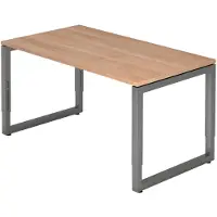 Bümö Schreibtisch Serie-R - Gestell: Graphit, Nachbildung: Nussbaum, Größe: 140 x 80 cm