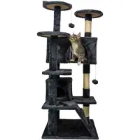 Trekker Kratzbaum Hotel für Katzen mit 2 Höhlen, Bett und Treppe, 50x50x130 cm