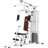 SUGIFT Multistation Fitnessstation, Kraftstation Heimtrainer, Stahl Kunstleder, Weiß | 35+ Übungen | 45 kg Gewichte | 150x110x210 cm