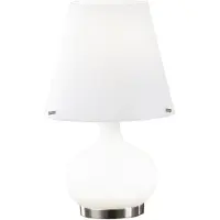 FABAS LUCE Ade Tischleuchte aus Metall und weißem mundgeblasenem Glas, elegantes Design mit Doppelschalter, G9- und E14-Fassung, 230 V, Code 2533-34-102