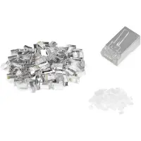 Digitus CAT 6 Modularstecker für Rundkabel, Pass through Stecker - 100 Stk., RJ-45, Silber, Transparent, Stecker, Gerade, Polycarbonat (PC), Cat6