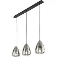 FABAS LUCE Britton Pendelleuchte aus Metall & Borosilikatglas, rauchfarben, E27-Fassung, 3 x 40W, elegantes Design für den Innenbereich, Schutzart IP20