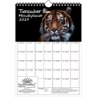 Seelenzauber GmbH Tierzauber Asien Planer DIN A4 Kalender für 2027 Tiere Wald Natur Baum - Geschenkset Inhalt: 1x Kalender 1x Weihnachtsanhänger 1x Grußanhänger (3 Teile)