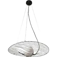 FABAS LUCE Homa Pendelleuchte aus schwarzem Metall und mundgeblasenem Glas, E27 (40W), elegantes Design für Innen, IP20, höhenverstellbar bis 2000 mm