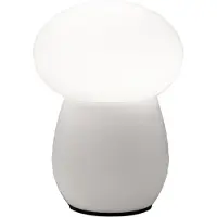 FABAS LUCE Freddy Tischleuchte aus mundgeblasenem, weißem Glas, E27-Fassung (40 W), integrierter Schalter, elegantes und modernes Design - Kollektion Freddy