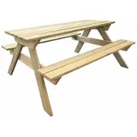 StarTech.com Picknicktisch - Gartentisch für außen - 150 x 135 x 71,5 cm - Massivholz Sitzgruppe - Für 4–6 Personen - Gelb