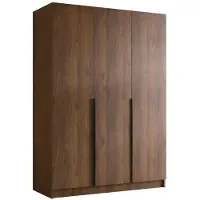Mirjan 24 Kleiderschrank Calia I, Schlafzimmer, Drehtürenschrank, mit Kleiderstange, Modern, Garderobenschrank, Metallgriffe (Farbe: Nuss Warmia + Schwarz)