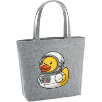 Hellweg Druckerei Huuraa Filzshopper Quietscheente Astronaut Gummiente Raumfahrer 22 Liter Grey Melange Filztasche Geschenkidee