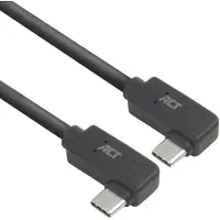 ACT USB 3.0 10 Gbit/s 60 W USB Type-C (links/rechts abgewinkelt) auf USB Type-C (links/rechts abgewinkelt) Kabel, 2 Meter, 2 m, USB C, USB C, USB 3.2 Gen 2 (3.1 Gen 2), 10 Gbit/s, Schwarz