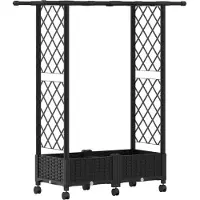 vidaXL Hochbeet mit Rankgitter und Dach Schwarz 122,5 x 40 x 127 cm PP