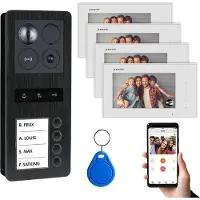 Balter ERA Schwarz IP Aufputz 7" WiFi Monitor RFID Full HD Video Türsprechanlage Set 4 Familienhaus