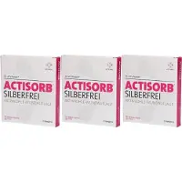 KCI Actisorb Silberfrei 10,5x10,5 cm Aktivkohle x3 3x10 St Kompressen