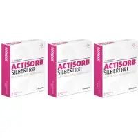 KCI Actisorb Silberfrei 6,5x9,5 cm Aktivkohle x3 3x10 St Kompressen