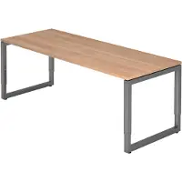 Bümö Schreibtisch Serie-R - Gestell: Graphit, Nachbildung: Nussbaum, Größe: 200 x 80 cm