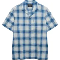 Superdry für Herren. M4011139A Cabana Check Hemd blau (L), Lässig, Baumwolle, Kurzarm