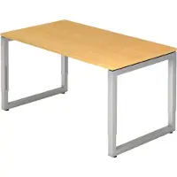 Bümö Schreibtisch Serie-R - Gestell: Silber, Nachbildung: Buche, Größe: 140 x 80 cm