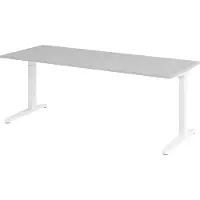 Bümö Schreibtisch Serie-XB - Nachbildung: Grau, Gestell: Weiß, Größe: 200 x 80 cm