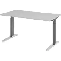 Bümö Schreibtisch Serie-XB - Nachbildung: Grau, Gestell: Graphit/Alu poliert, Größe: 140 x 80 cm