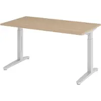 Bümö Schreibtisch Serie-XB - Gestell: Silber, Nachbildung: Eiche, Größe: 140 x 80 cm