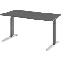 Bümö Schreibtisch Serie-XB - Nachbildung: Graphit, Gestell: Graphit/Alu poliert, Größe: 140 x 80 cm