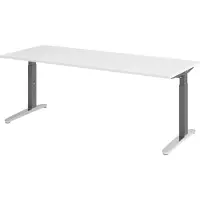 Bümö Schreibtisch Serie-XB - Nachbildung: Weiß, Gestell: Graphit/Alu poliert, Größe: 200 x 80 cm