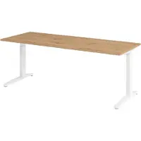 Bümö Schreibtisch Serie-XB - Nachbildung: Asteiche, Gestell: Weiß, Größe: 200 x 80 cm