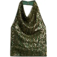 Superdry Cowl Halter Sequin ärmellose Bluse