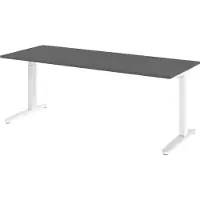 Bümö Schreibtisch Serie-XB - Nachbildung: Graphit, Gestell: Weiß/Alu poliert, Größe: 200 x 80 cm