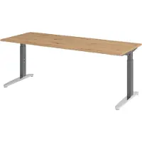 Bümö Schreibtisch Serie-XB - Nachbildung: Asteiche, Gestell: Graphit/Alu poliert, Größe: 200 x 80 cm