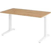 Bümö Schreibtisch Serie-XB - Nachbildung: Asteiche, Gestell: Weiß, Größe: 140 x 80 cm